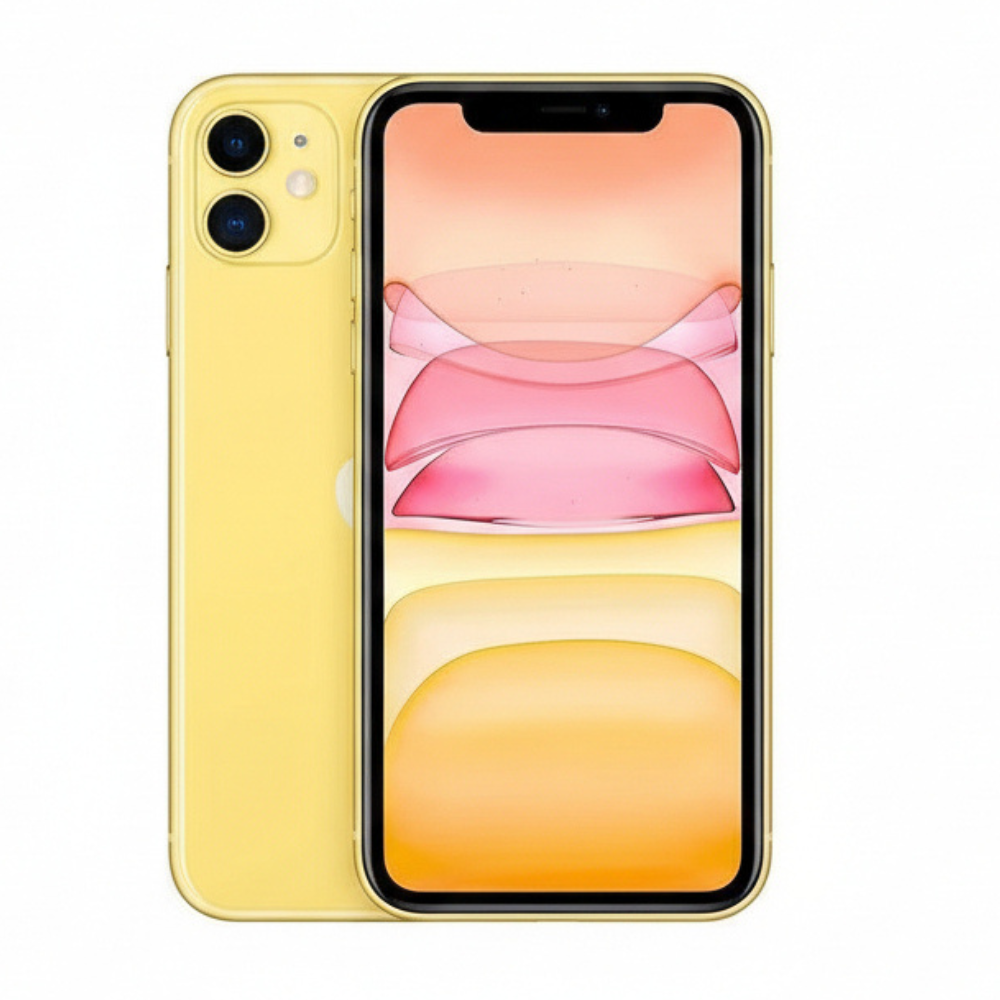 Refurbished iPhone 11 64GB – angled product shot, clean frame and screen