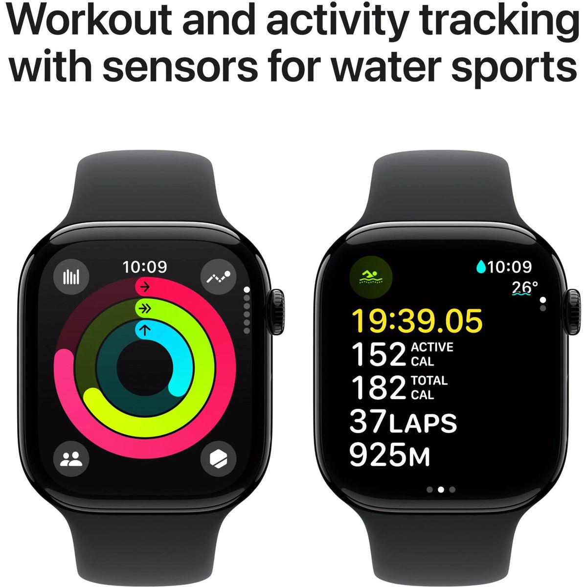Apple Watch Series 10 46mm Jet Black Aluminium Case GPS + Cellular Sport Band - AU Version Apple