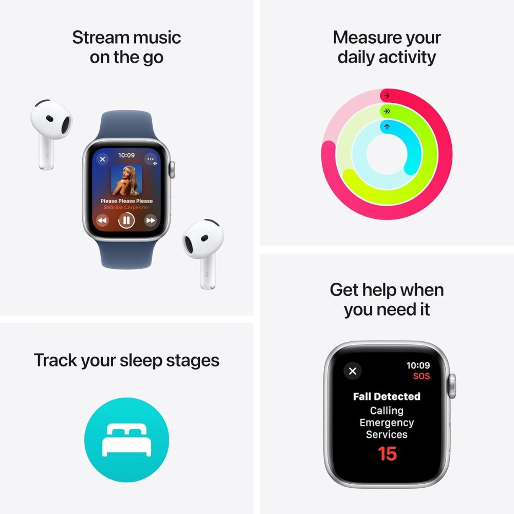 Apple Watch SE, 2nd Gen - 40mm, Midnight Aluminum Case, GPS, A2722 - Pristine Refurbished Apple