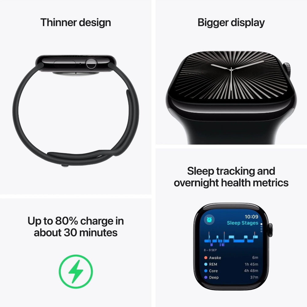 Refurbished Apple Watch Series 10 showing full strap and bezel