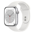 Apple Watch Series 8 GPS + Cellular, 45mm Silver Aluminium Case with S/M White Sport Band - Pristine - Refurbished Apple