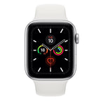 Excellent refurbished Apple Watch Series 5 front view with white band