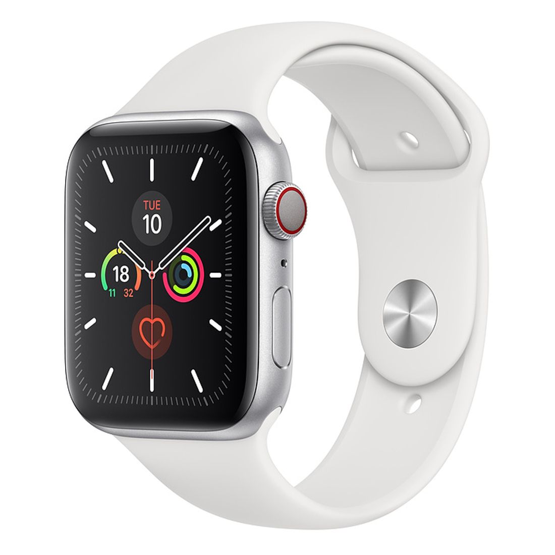 Refurbished Apple Watch Series 5 Silver angled front view