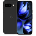 Google Pixel 9a on wireless charger puck showing charging animation and estimated time to full.