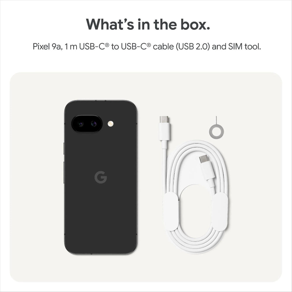 Google Pixel 9a on desk next to laptop and notebook to present a minimalist workspace.