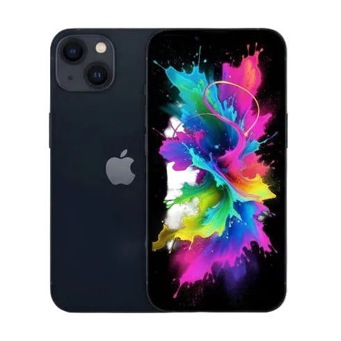 Black phone case with colorful abstract design on a white background